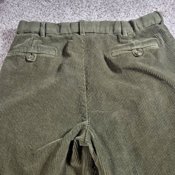 Peter Christian Corduroy Pants Mens 35x30 Tag 36x31 Green Pleated Straight - Picture 6 of 7